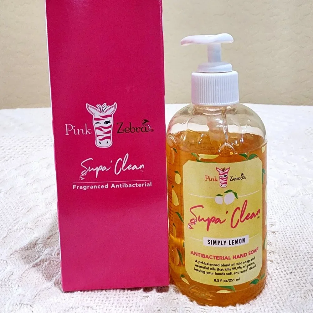 Pink Zebra Supa Clean SIMPLY LEMON ANTIBACTERIAL HAND SOAP 8.5 oz NIB